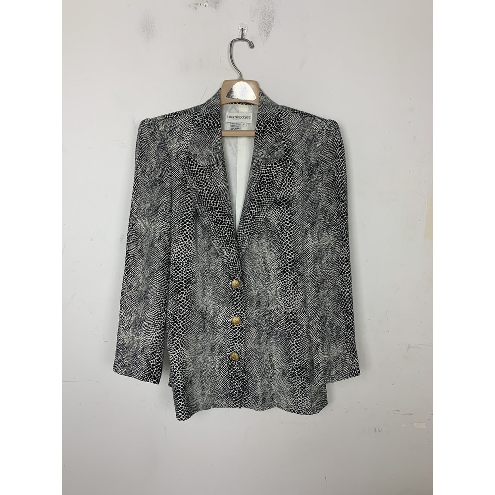 Bloomingdales Womens‎ Blazer 8 Petite 100% Silk Preppy Old Money 80s 90s Retro